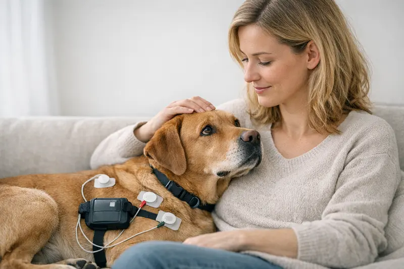 Infografik zeigt verschiedene EKG-Arten für Hunde, darunter Kurzzeit-, Holter- und Belastungs-EKG.