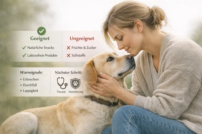 Checkliste mit geeigneten und ungeeigneten Lebensmitteln für Hunde