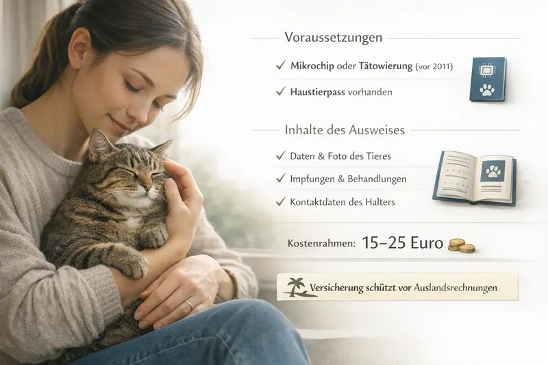 Infografik zur erforderlichen Tierkennzeichnung und den Kosten für Haustierausweise.