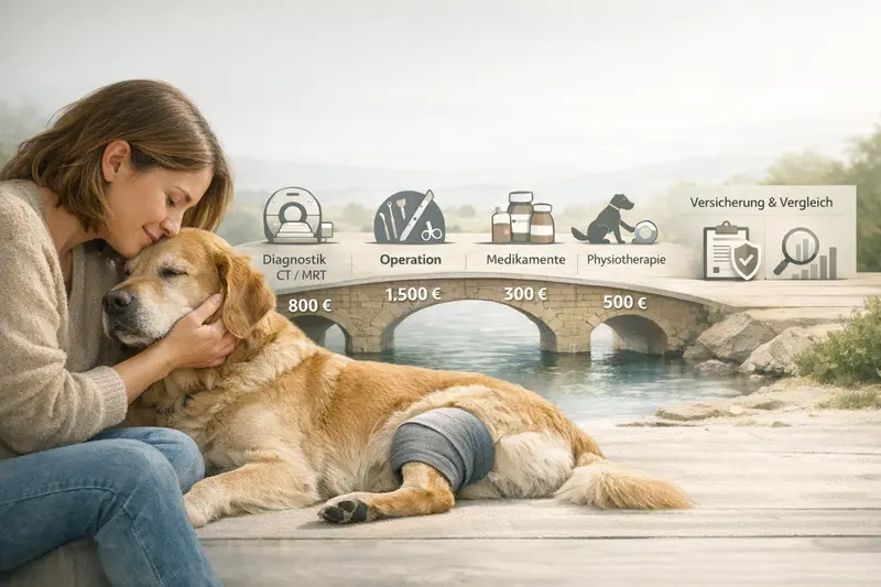 Infografik über die Behandlungskette für Hunde mit verschiedenen Kostenblöcken