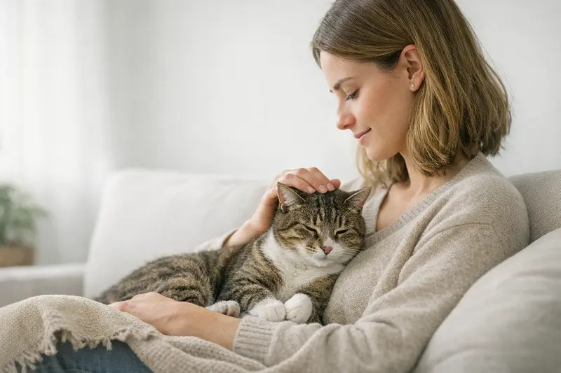 Infografik zeigt den 5-Schritte-Akut-Plan und einen Entscheidungsbaum für Katzenbesitzer zur Orientierung zwischen Training und Tierarztbesuch.
