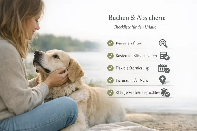 Infografik zur Checkliste für Hundebesitzer, um die Buchung und Absicherung bei Tierarztbesuchen zu optimieren.
