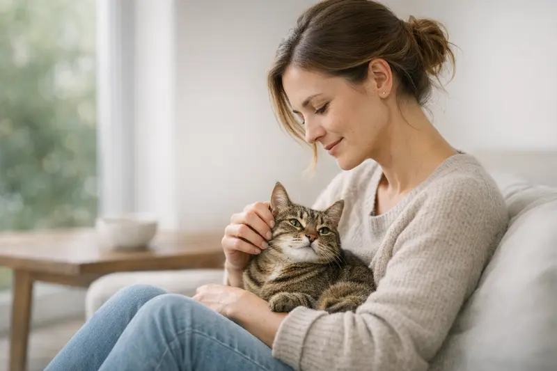 Entscheidungsbaum für Katzenhalter zur Wahl zwischen Operation und Vollschutz basierend auf Risikofaktoren.