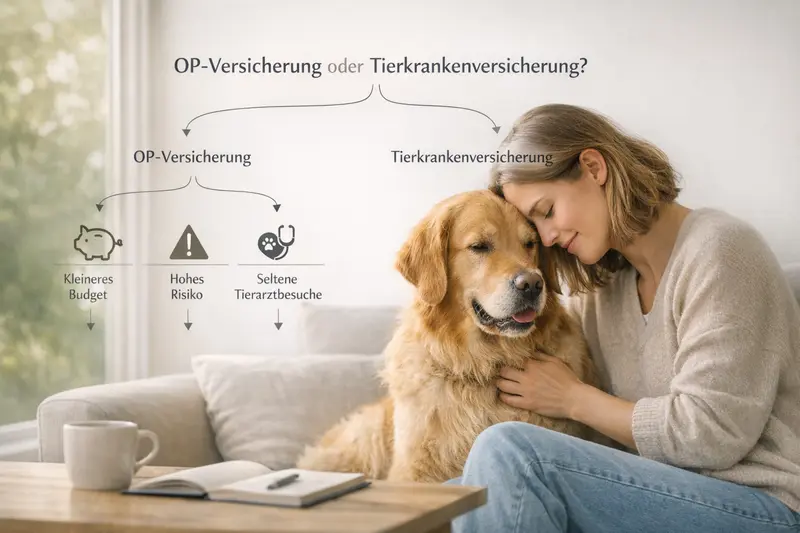 Entscheidungsbaum zur Wahl zwischen OP-Versicherung und Tierkrankenversicherung für Hunde.