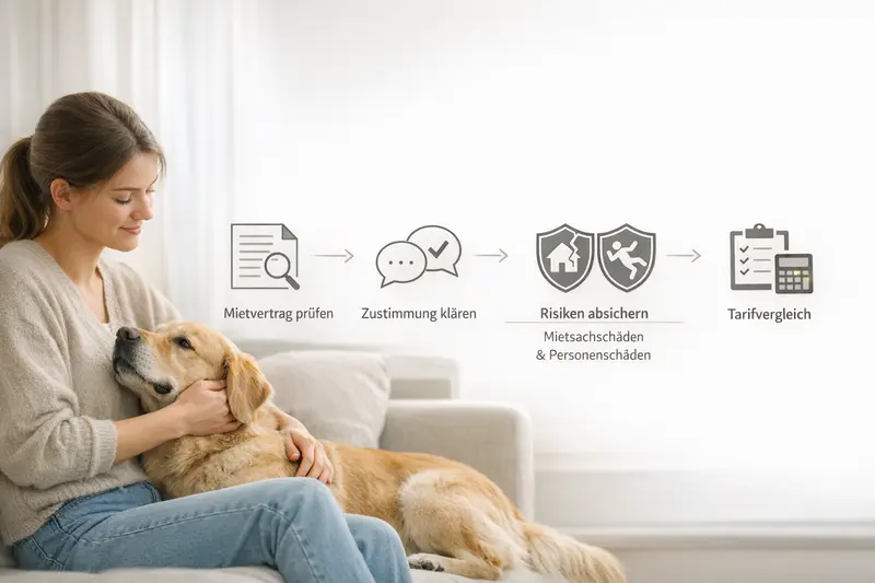 Grafik zur Entscheidungsfindung bei der Absicherung von Risiken durch einen Hund im Mietverhältnis.