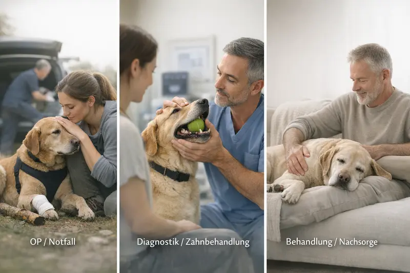 Infografik zur Risiko-zu-Leistung-Übersicht für Hunde mit häufigen Verletzungen und entsprechenden Behandlungen.