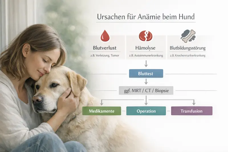 Infografik zu Hunde Gesundheit mit Fokus auf Blutverlust, Hämolyse und Blutbildungsstörungen