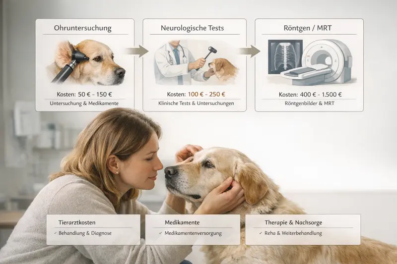 Infografik zum Diagnosepfad bei Hundeohren mit Erläuterung der Kosten und Versicherungsleistungen