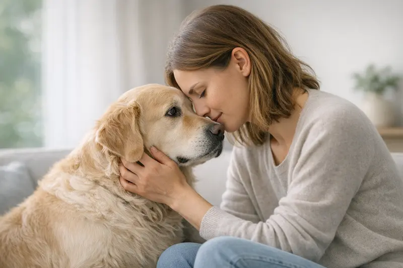 Infografik zeigt Entscheidungsbaum für Hundebesitzer: Abwarten, Tierarzt oder Notfall mit Warnzeichen und Therapiewegen.