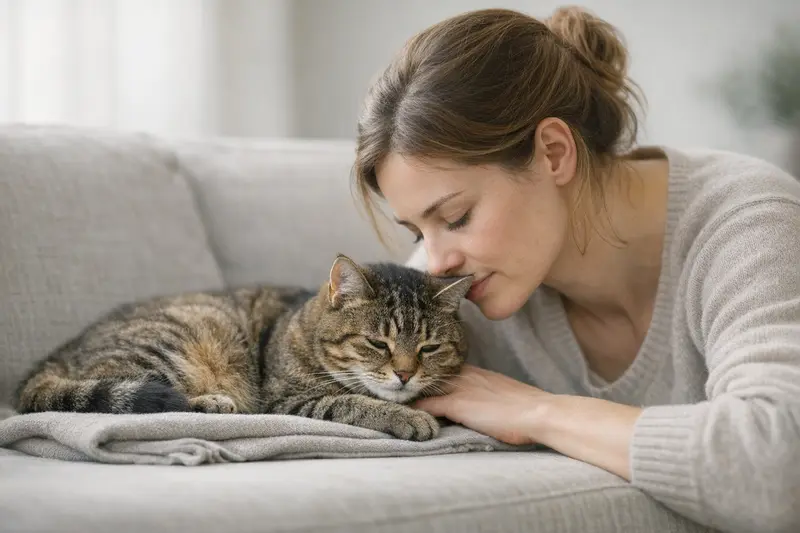 Infografik zu Beobachten oder sofort zum Tierarzt bei Katzen – Entscheidungshilfe mit Warnzeichen und Therapiebausteinen.