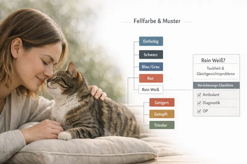 Infografik entscheidet über die Fellfarbe und gesundheitliche Risiken bei Katzen
