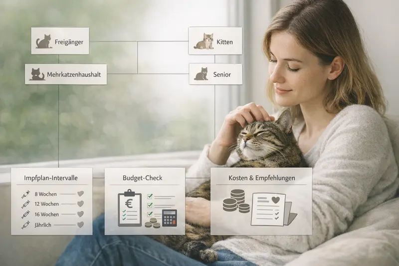 Entscheidungsbaum zur Haltung von Katzen mit Impfplan und Budget-Check