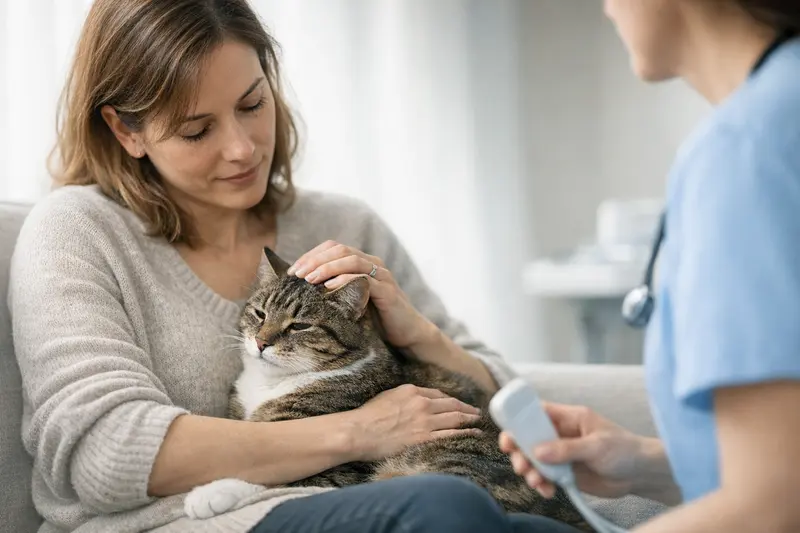 Entscheidungsbaum zur Unterscheidung von offener und geschlossener Pyometra bei Katzen, inklusive Symptome und Therapieoptionen.