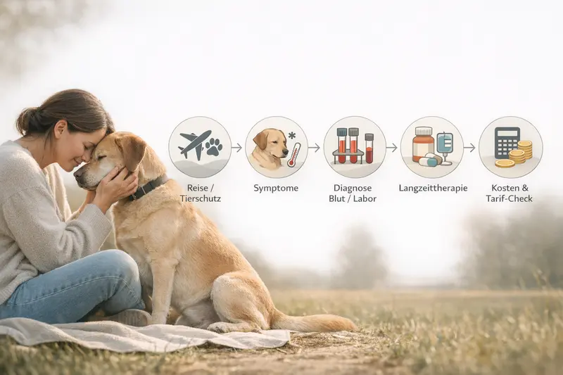 Entscheidungsweg für Hundebesitzer zu Symptomen, Diagnose und Therapieoptionen.