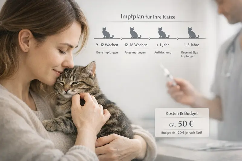 Impfplan-Timeline für Katzen mit Kostenübersicht für Tierarztbesuche