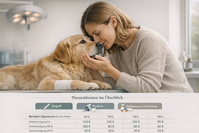Infografik zu den Kosten für Hundebehandlungen inklusive Eingriff, Narkose und Medikamente.
