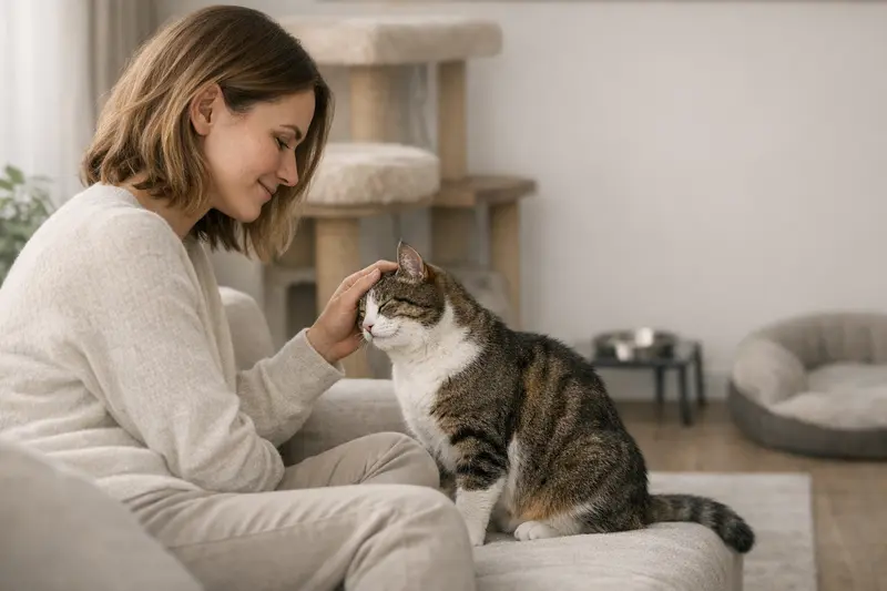 Infografik zeigt sichere Rückzugsorte für Hunde und Katzen im Zuhause.