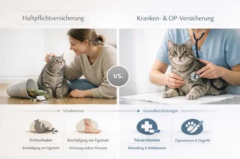 Infografik zur Unterscheidung von Drittschäden und Tierarztkosten bei Katzenversicherungen
