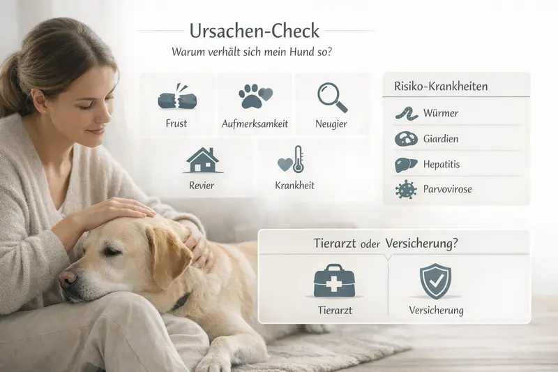 Infografik über die Ursachen von Gesundheitsproblemen bei Hunden.