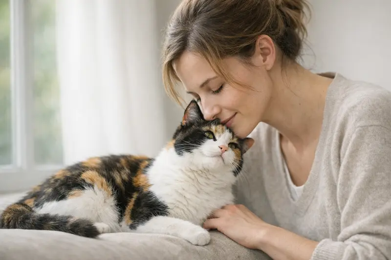 Infografik zur X-Inaktivierung bei Tricolor Katzen, verdeutlicht die genetische Grundlage für die Seltenheit von Tricolor Katzen bei Katern.