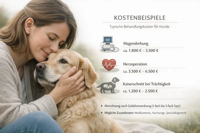 Eine Infografik über Hundekosten für Herzbehandlungen und Trächtigkeit
