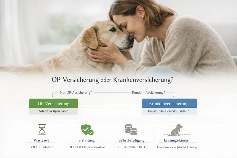 Entscheidungsbaum für Hundehalter zur Wahl zwischen OP-Versicherung und Krankenversicherung