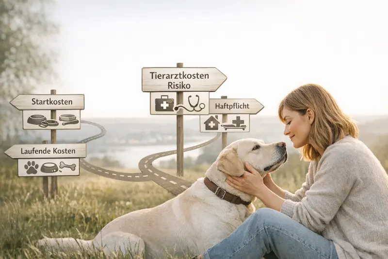 Infografik zur Kosten- und Absicherungsübersicht für Hundehaltung inklusive Tierarztkostenrisiko
