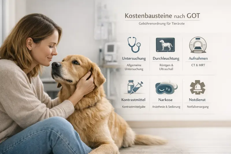 Infografik zeigt die Kostenbausteine nach GOT für Hundebehandlungen.