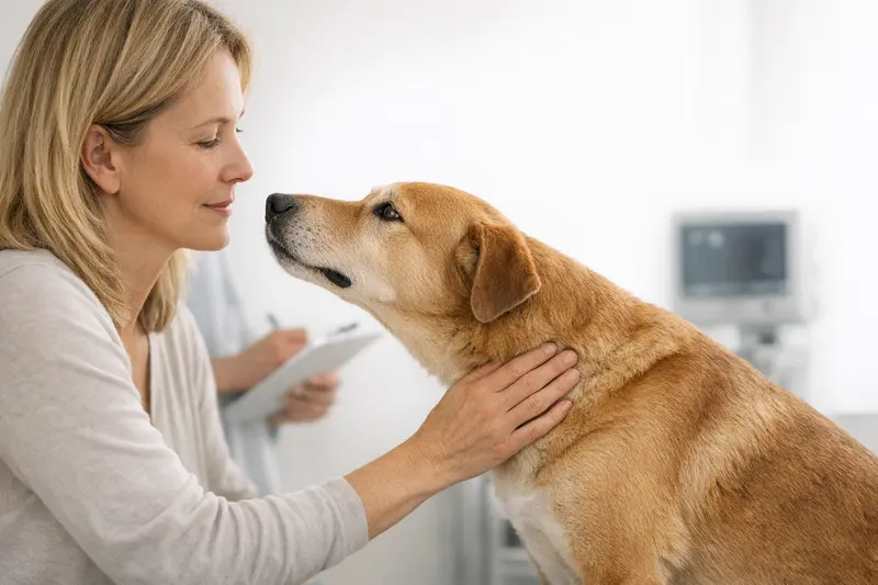 Ein Hund mit vorgestrecktem Hals zeigt typisches Verhalten bei Atemwegserkrankungen.
