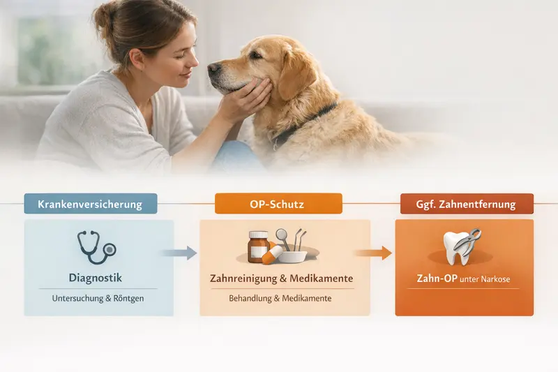 Infografik zur Kosten- und Leistungslogik bei der Tierarztbehandlung von Hunden.