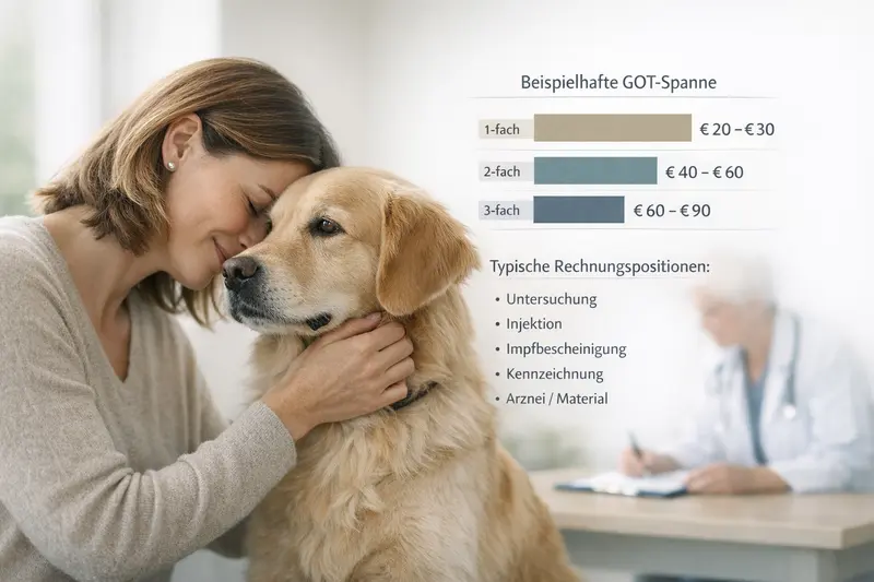 Grafik zur Kosten-Transparenz von Tierarztbesuchen für Hunde mit typischen Rechnungspositionen