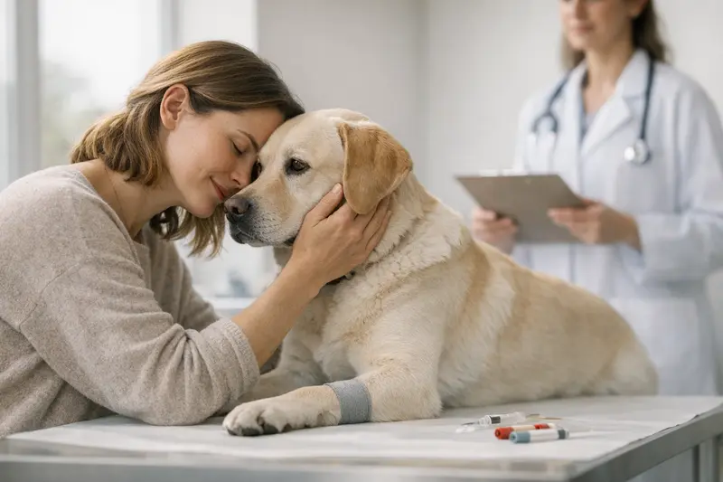 Vergleich zwischen kleinem und großem Blutbild sowie klinischer Chemie für Hunde in einer Infografik.