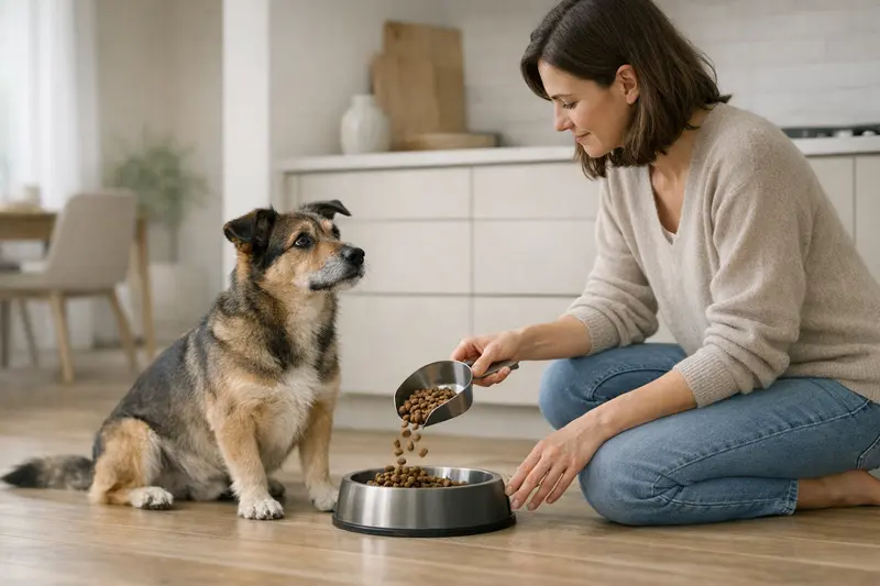 Eine kastrierte Katze genießt ihr Futter in einer gemütlichen Umgebung.