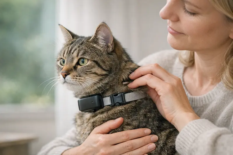 Infografik vergleicht Chip-Identifikation mit GPS-Ortung für Katzen.