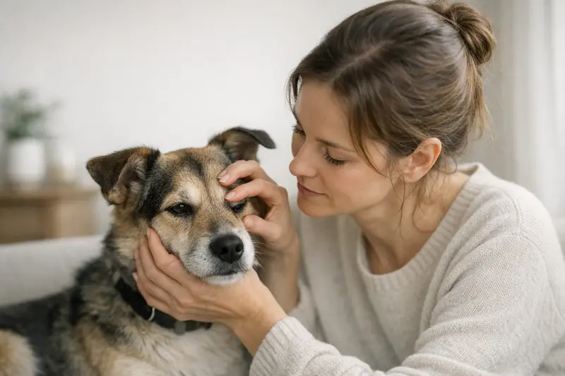 Schematische Darstellung der typischen Augenzeichen bei Katzen, einschließlich Miosis und Ptosis.
