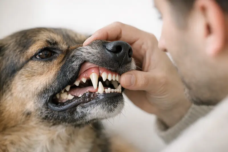 Nahaufnahme eines Hundemauls, das gesunde Zähne zeigt, um die Bedeutung der Zahnhygiene bei Hunden zu verdeutlichen.