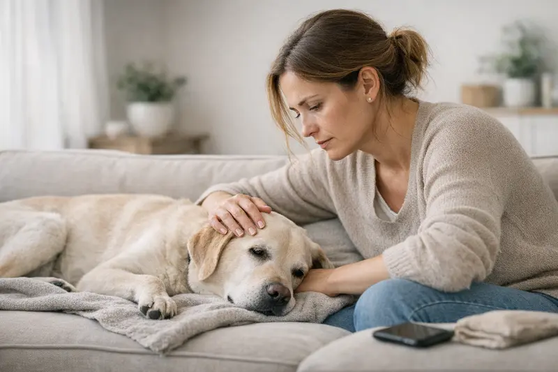 Notfall beim Hund bei Addison-Krankheit Ein Hund mit Anzeichen einer Addison-Krankheit, der sofort tierärztlich versorgt werden sollte.