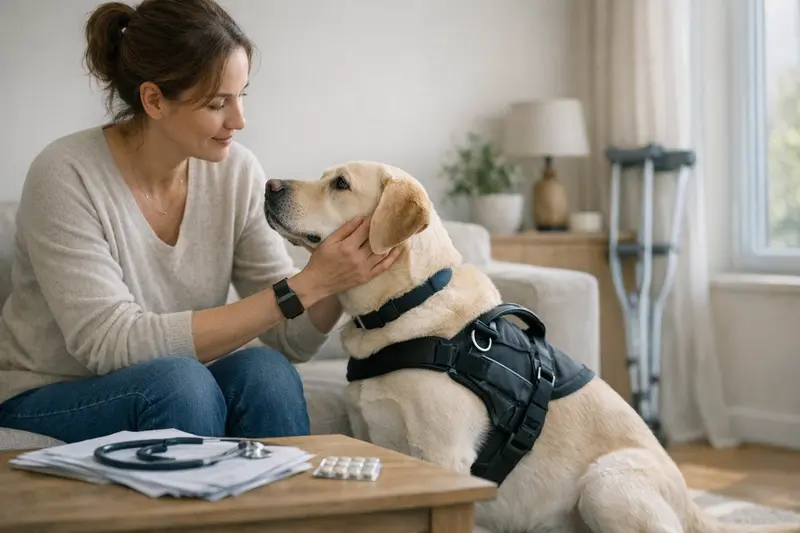 Ein Assistenzhund hilft seinem Besitzer im Alltag.