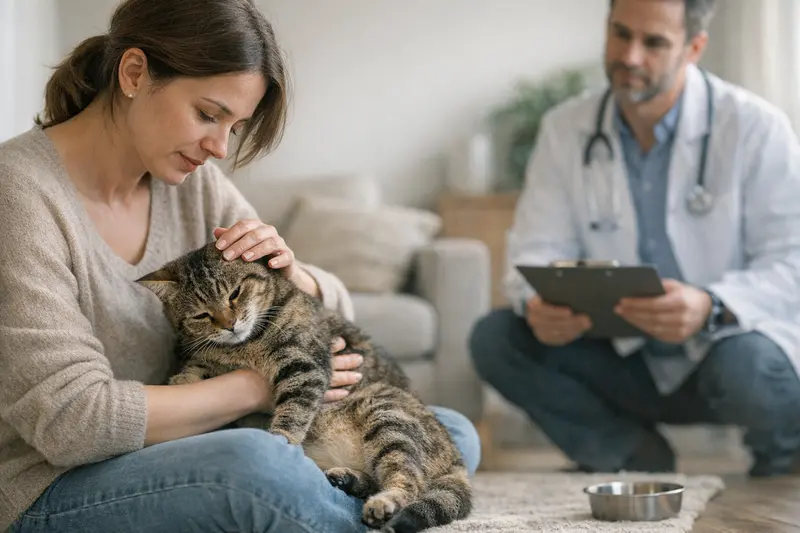 Katze mit Ataxie Eine Katze zeigt Symptome von Ataxie und benötigt tierärztliche Untersuchung.