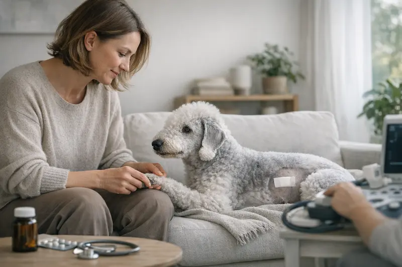 Hundeversicherung und Vorsorge Ein glücklicher Hund spielt im Garten, während sein Besitzer über die richtige Hundeversicherung nachdenkt.
