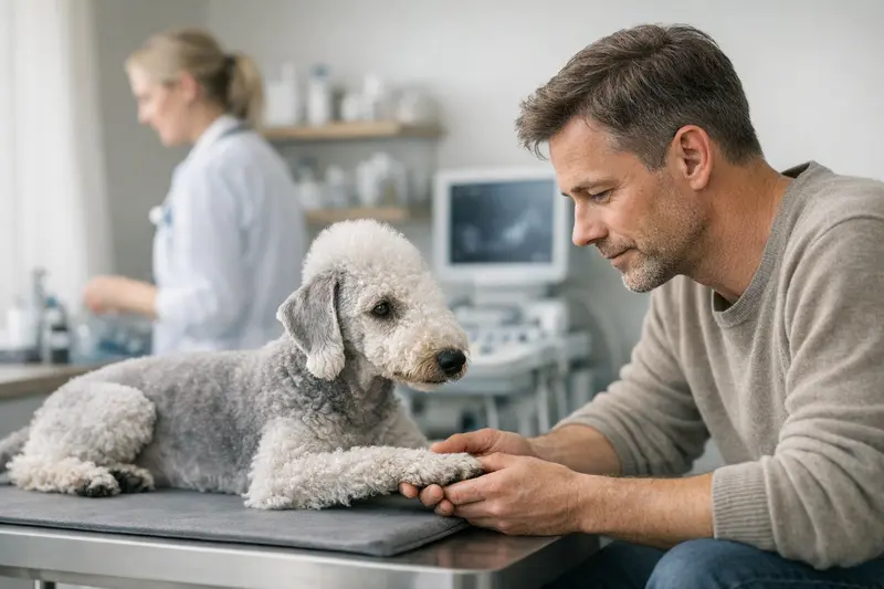 Vorsorgeuntersuchung für Hunde Ein glücklicher Hund beim Tierarzt, der sich einer Vorsorgeuntersuchung unterzieht.