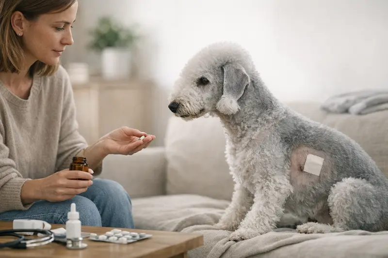 Vorsorgeuntersuchung Hund Ein glücklicher Hund mit einem Tierarzt, der eine Vorsorgeuntersuchung durchführt, um die Bedeutung der Vorsorge bei der Tarifwahl zu verdeutlichen.