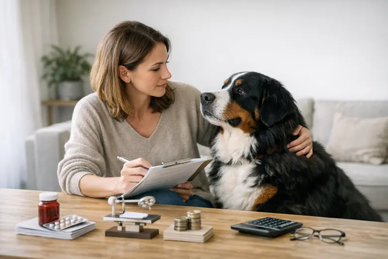 Berner Sennenhund beim Tierarzt Ein Berner Sennenhund beim Tierarzt, der untersucht wird, um die Tierarztkosten transparent zu machen.