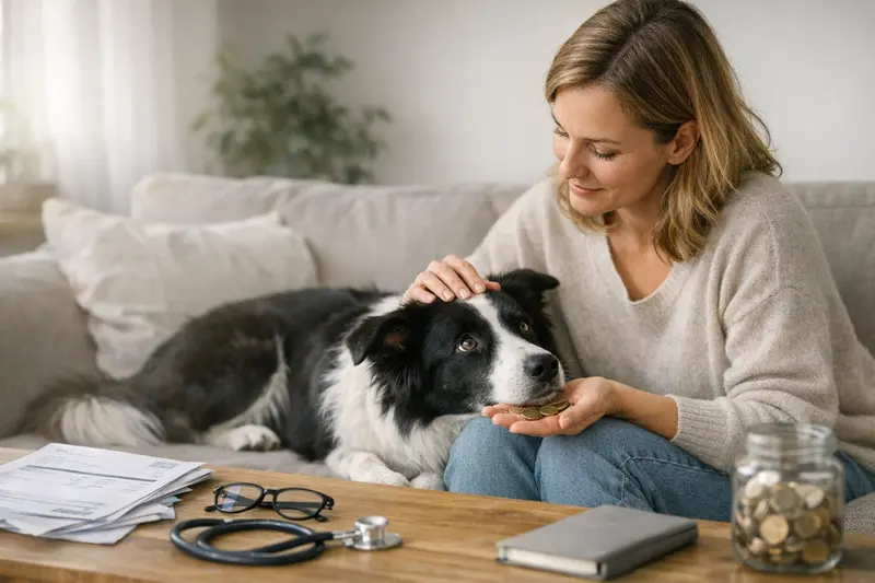 Ein Border Collie bei einem Tierarzttermin zur Bewertung seiner Krankenversicherung.