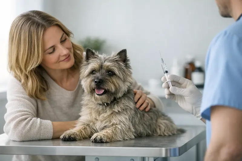 Impfungen und Vorsorgeleistungen bei Hundeversicherungen Hundefreund mit Hund beim Tierarzt für Impfungen und Vorsorgeleistungen