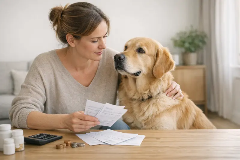 Ein Hund genießt eine tierärztliche Untersuchung, um die Kosten für verschiedene Behandlungen zu verstehen.