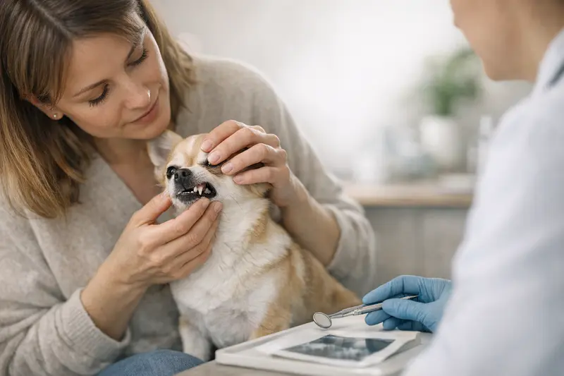 Chihuahua beim Tierarzt für eine Zahnbehandlung