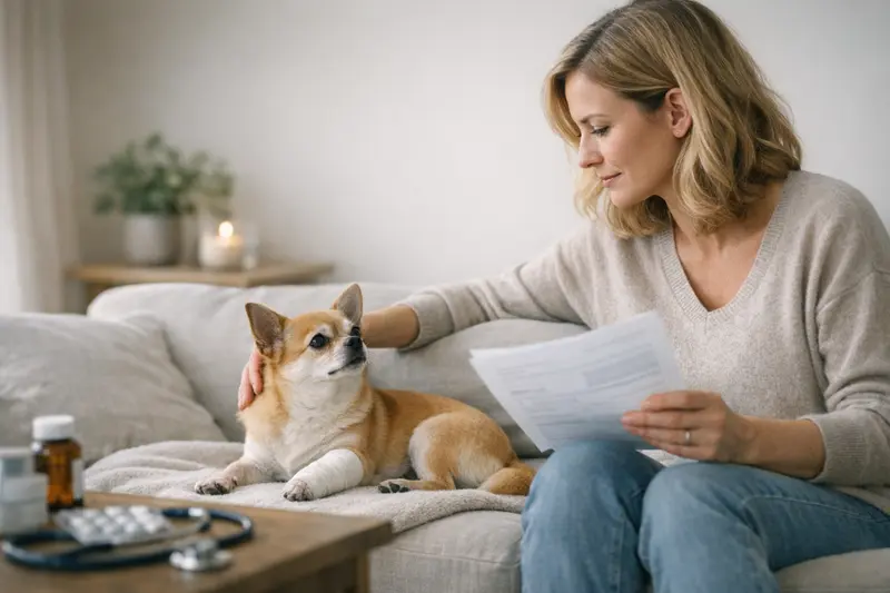 Wartezeiten und Vorerkrankungen in der Hundekrankenversicherung Ein Hundebesitzer informiert sich über Wartezeiten und Vorerkrankungen bei der Hundekrankenversicherung.