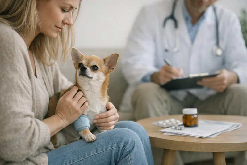 Chihuahua und Tierarztbesuch Chihuahua beim Tierarzt zur Gesundheitsuntersuchung