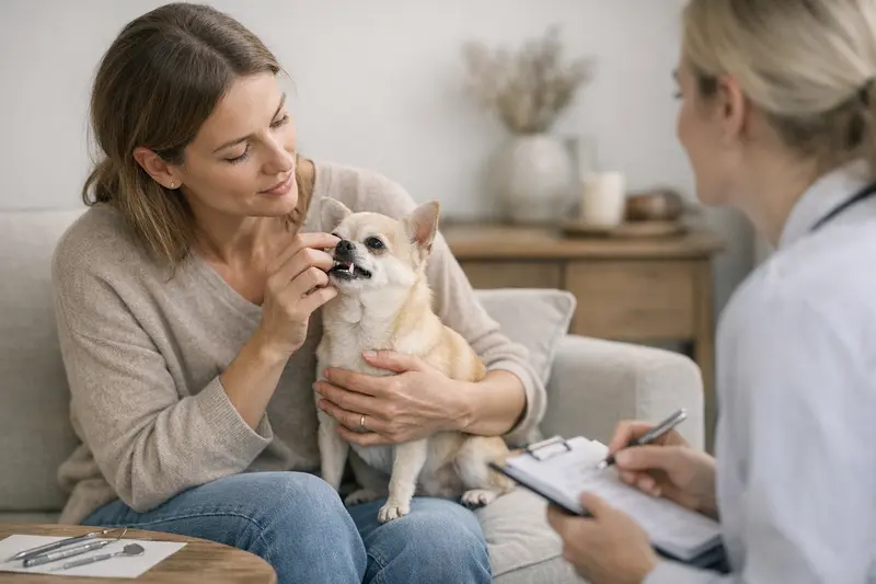 Chihuahua Zahnbehandlung beim Tierarzt Chihuahua beim Tierarzt für eine Zahnbehandlung.